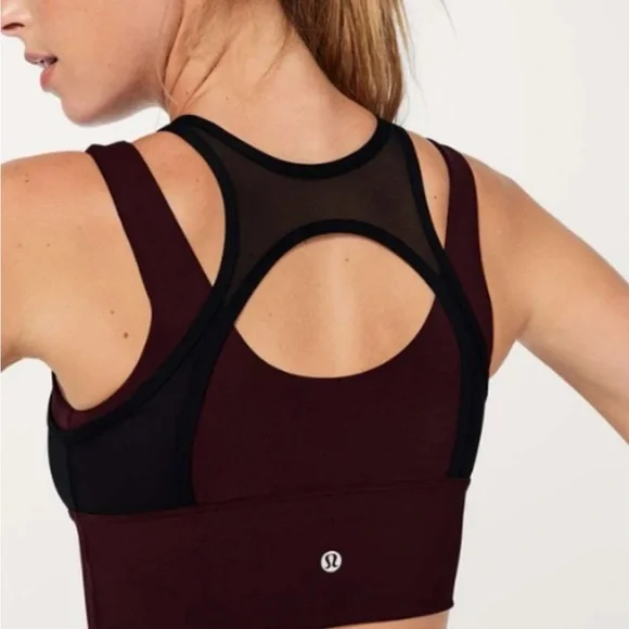 lululemon athletica Tap Women's Burgundy and Black Sports Bra - Picture 1 of 6